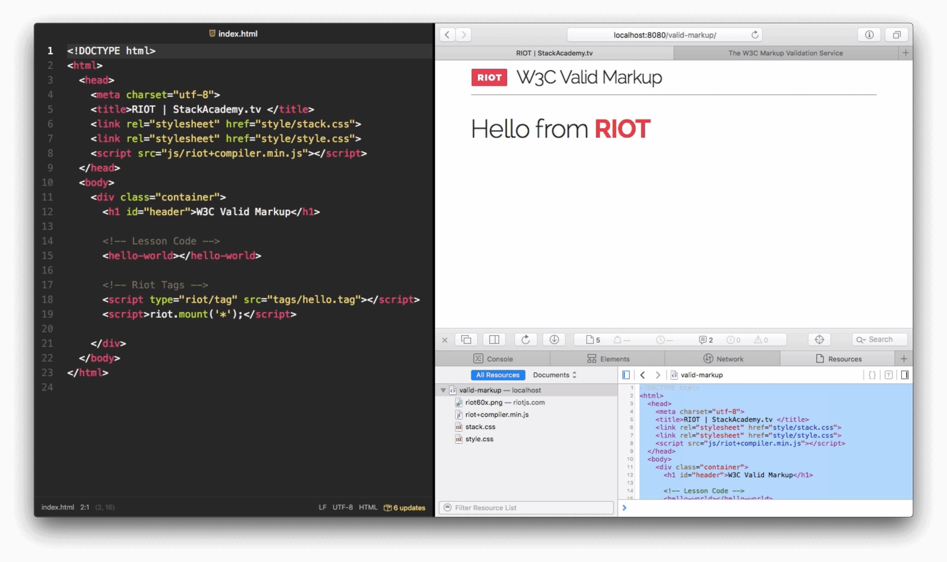 Riot.js project Screenshot